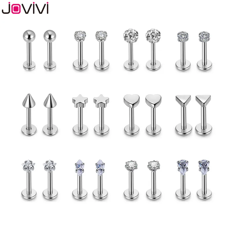 

Jovivi 16G Stainless Steel Stud Earring Ear Studs Lip Studs Piercing Bijoux Jewelry Multi-used Body Piercing Jewellery 24 Pcs