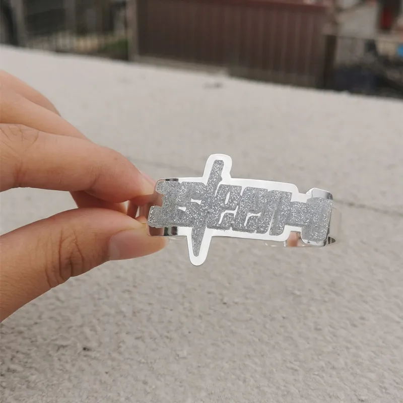 3UMeter 2020 New Nameplate Bangle Stainless Steel Custom Name Bangle Women  Custom Bracelet Acrylic Bangle Gift Dropshipping