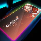 Коврик для мыши Genshin Impact, красный светодиодный коврик для клавиатуры, игровой сексуальный коврик для мыши, игровой коврик, аниме, 900x400, 80x30, компьютерные аксессуары, милый большой