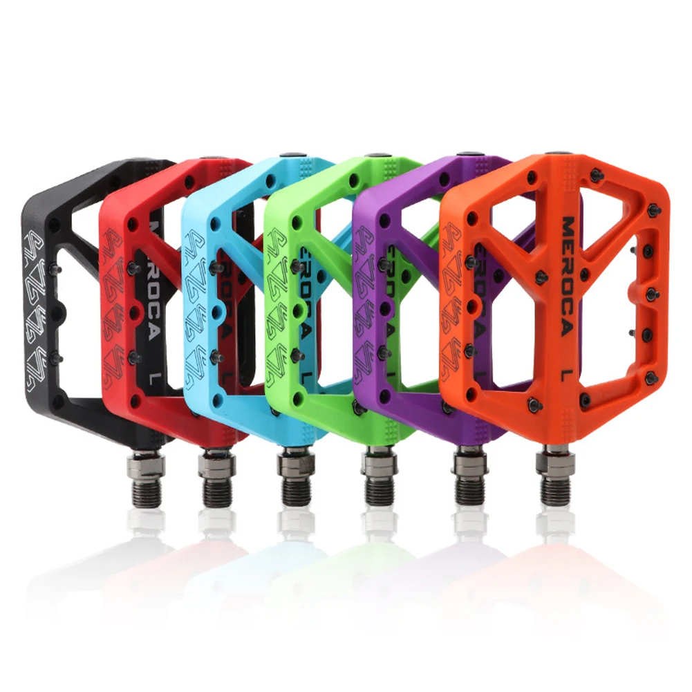 

Top Quality Mountain Road Bike Nylon Pedals with Bearings Flat Pedals Non-slip Lightweight Nylon Platform 14mm for MTB Road Bike