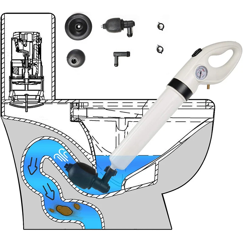 Sewer Dredge Tool Clogged Toilet Plunger Drain Blaster High Pressure Cleaner Air Drain Cleaner Manual Pneumatic Dredge Equipment