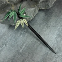 bamboo hair stick ebony wood mulberry silk leaf hair pins for women chinese hairpin pince cheveux hair accessories wigo1517