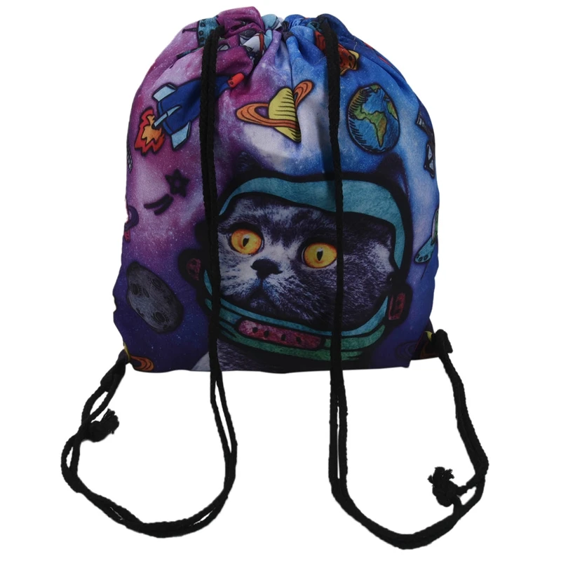 Унисекс рюкзаки 3D Сумка на шнурке с рисунком Рюкзак (Космический Кот)|Мужские