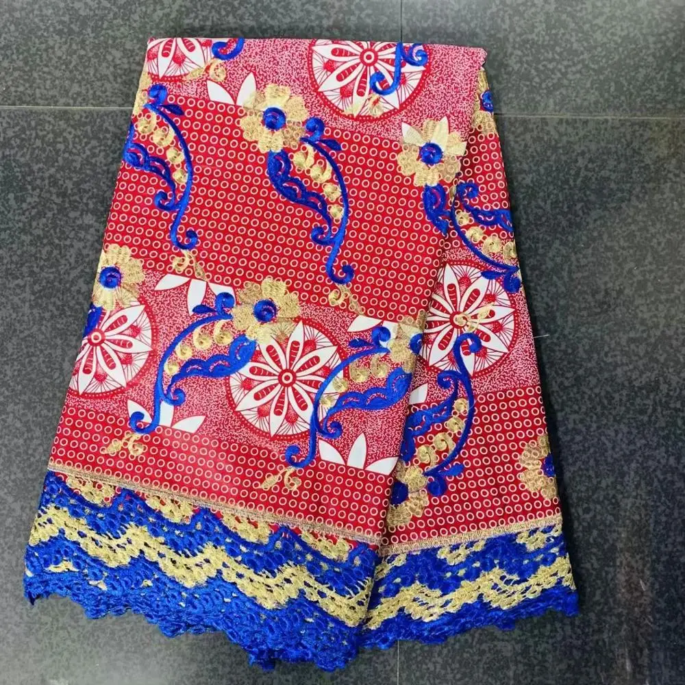 

Африканский воск, Нигерия, 100% хлопок, вышивка, гипюр, кружевная ткань/высококачественные анкарские кружева и Вощеные ткани для нигеривечерн...