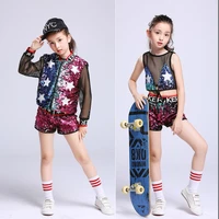 2021 girls shining jazz dance suits girls sequin modern dance suits boys embroidered street jazz performance costumes