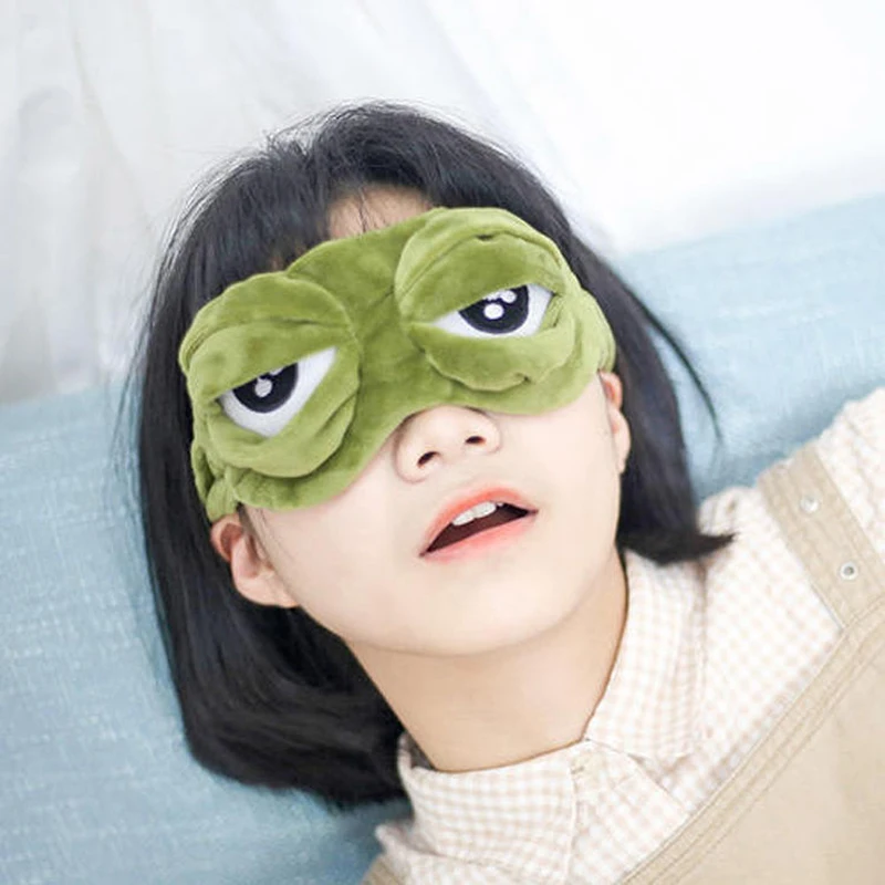 

1pc Sad Frog Sleep Mask Eyeshade Plush Eye Cover Travel Relax Gift Blindfold Cute Patches Cartoon Sleeping Mask for Kid Adult