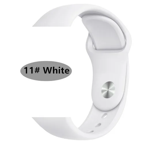 white 11 Новые спортивные силиконовые часы для apple watch band 4 44 мм 40 мм(iwatch 5) apple watch 3 2 1 42 мм 38 мм аксессуары для наручных браслетов - Цвет ремешка: white 11
