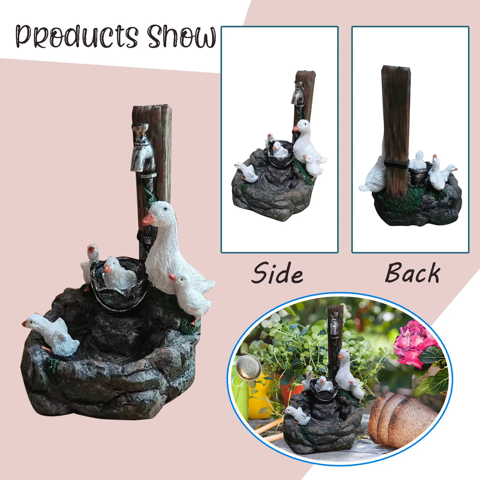 

Resin Duck Family Patio Fountain Garden Decoration Outdoor Landscape Garden Design (Duck Family)