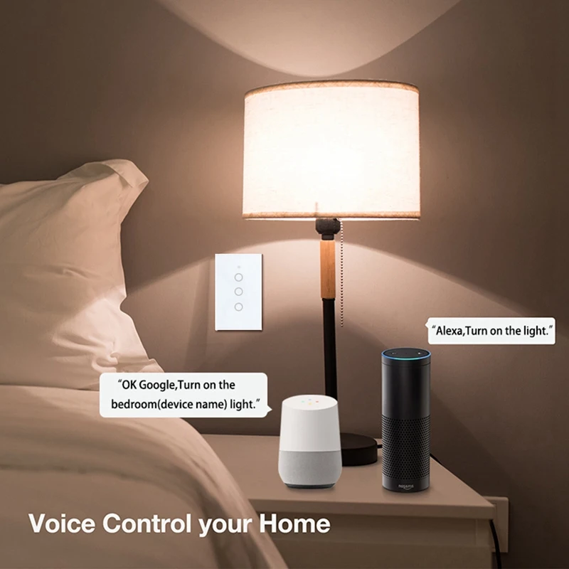 

Smart WiFi 3 Gang Light Switch Touch-Panel for Amazon Alexa Google Home