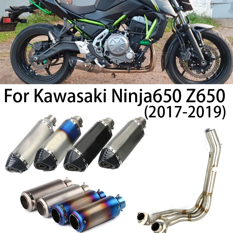 

Motorcycle full Exhaust System Front Link Pipe Carbon Fiber Motocross Muffler For Kawasaki ER6N Versys 650 Z650 Ninja 650 R