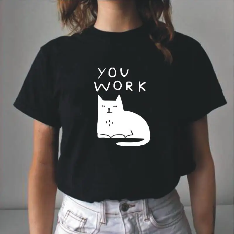 

Harajuku Tee Shirt Femme Lovely Cartoon Cat Print T Shirt Women Tops Summer Short Sleeve Tshirt Cotton Casual Camisas De Mujer