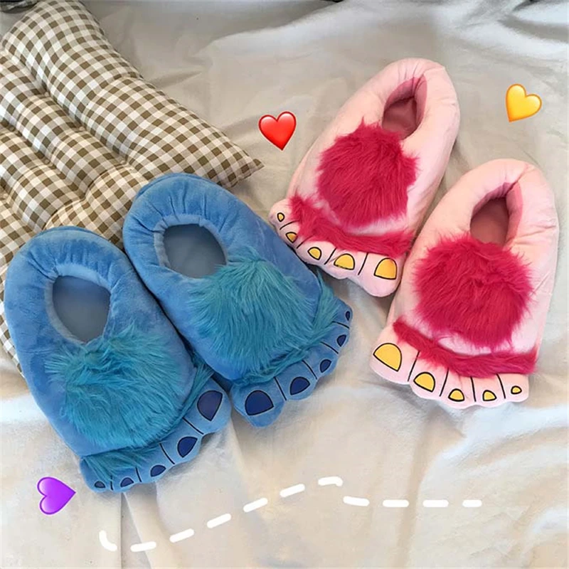 

INS Cartoon Funny Men's Winter Slides Snug Warm House Slippers Cute Christmas Slides Leisure Couple Cotton Shoes One Size