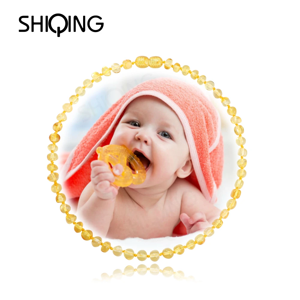SHIQING Baltic Янтарный Прорезыватель ожерелье/браслет для ребенка натуральный