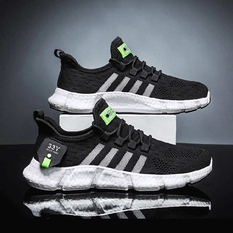 

Men's Sneakers 2021 Summer Men Shoes Flying Fabric Flat Heel Sports Shoes Comfortable Casual White Shoes Man chaussure homme