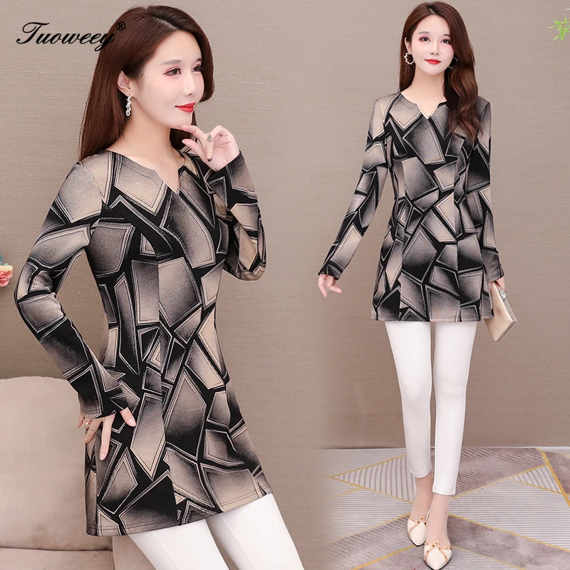 

New Spring Autumn Plus Size Long Sleeve Blouses Fashion Slim Casual Print Plus Size Elegant OL Style Women Shirts Loose Clothing