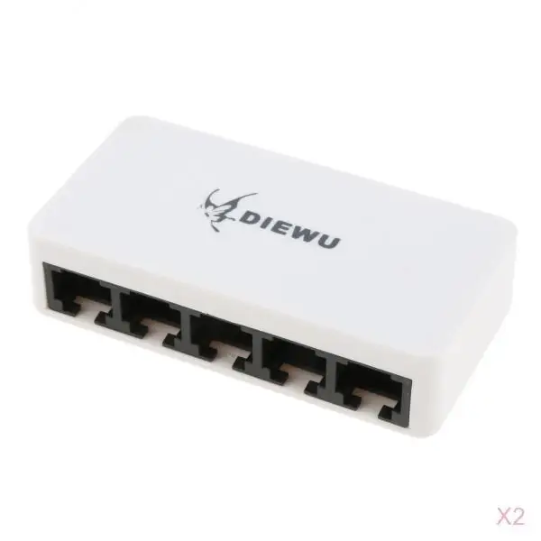 2 шт. 10/100 м 5 портов Блок питания Micro USB Fast Ethernet RJ45 сетевой коммутатор для ПК
