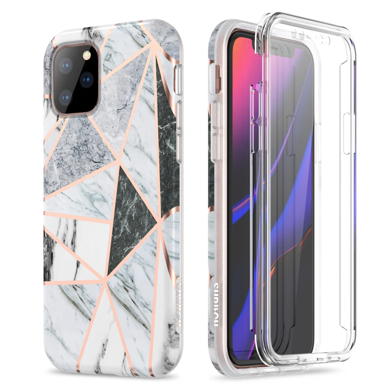 Роскошный мягкий чехол для iPhone 11 Pro Max мраморный встроенная пленка жесткая рамка