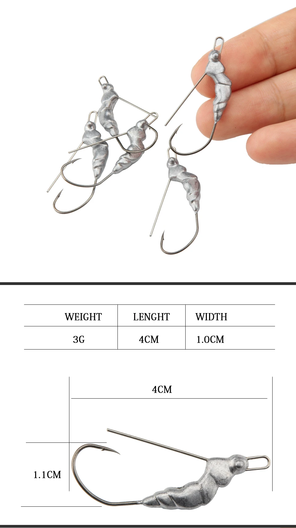 Палисандр 3g/4 см Weedless свинцовая рыба крючок джиггинг приманка колючие рыболовные крючки джиг голова крюк для мягкой приманки