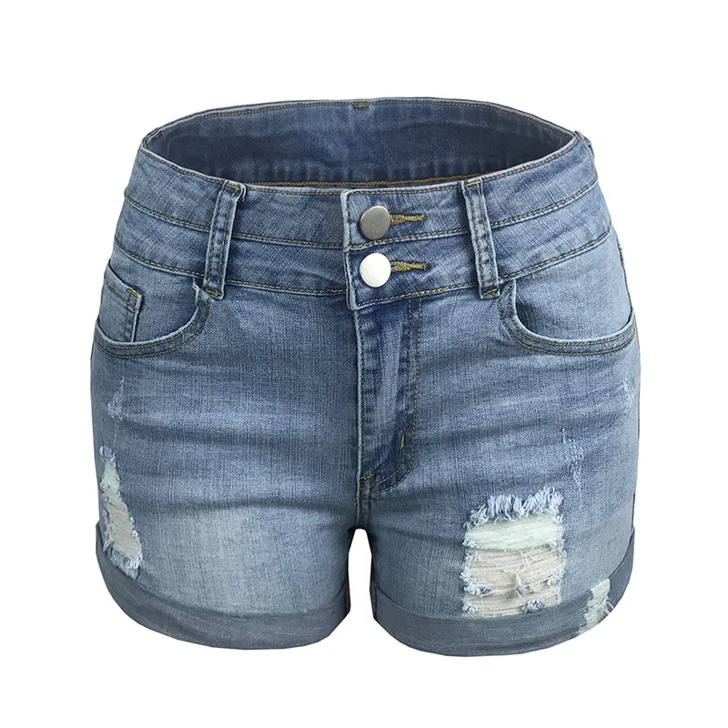 

New Fashion Hole High Waist Denim Shorts Women's Hot Jeans Micro Shorts England Style
