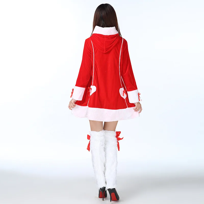

Woman Festival Christmas Elf New Year Xmas Red Dress Girls Halloween Cosplay Costume Princess Party Role Play Make Up Outfit