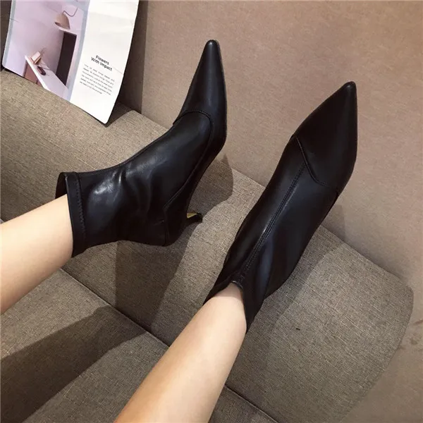 Bootee/женские ботинки г. Обувь с острым носком женские ботинки Martins на низком каблуке со шнуровкой женские ботильоны на резиновой подошве с острым носком - Цвет: 1