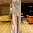 Великолепные вечерние платья с бисером, сексуальное женское платье с высоким разрезом для выпускного вечера, платья 2022, индивидуальные арабские Дубаи
