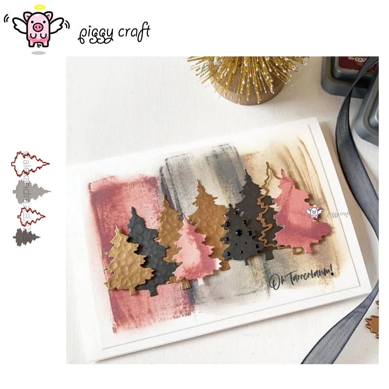 

Piggy Craft metal cutting dies cut die mold Christmas tree decoration Scrapbook paper craft knife mould blade punch stencils die
