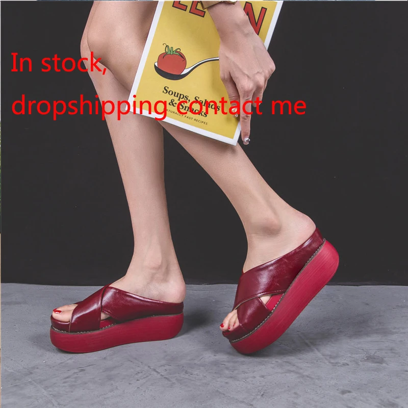 Женские шлепанцы из ПУ кожи сандалии на платформе пляжные тапочки мюли клоги