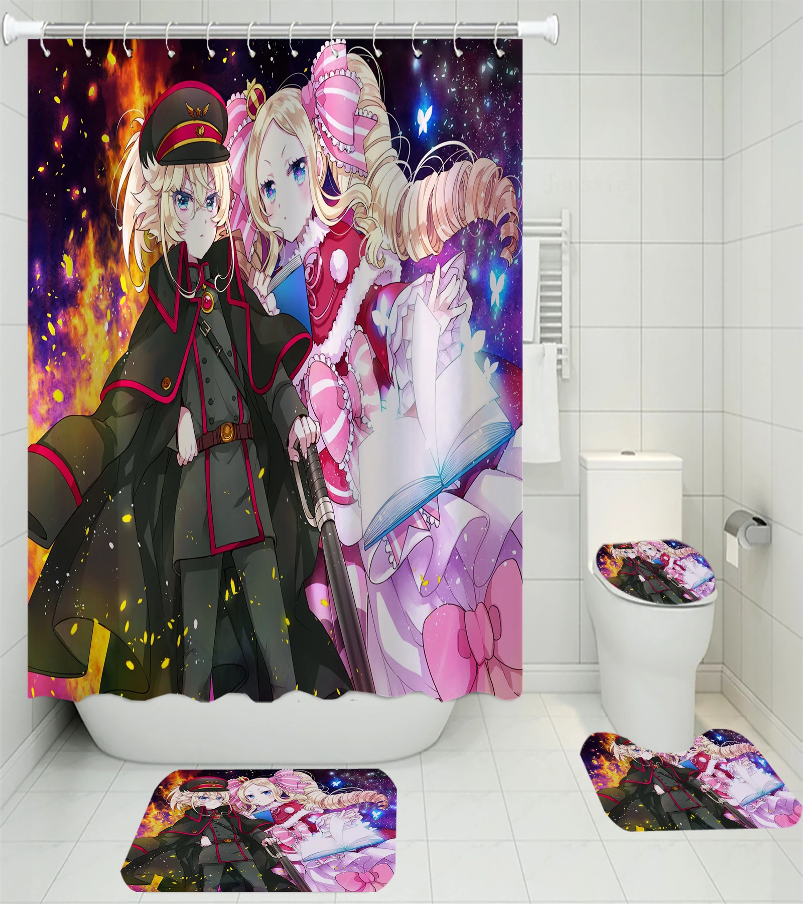 4 предмета в комплекте Япония Аниме душевые наборы штор ковра туалетный коврик