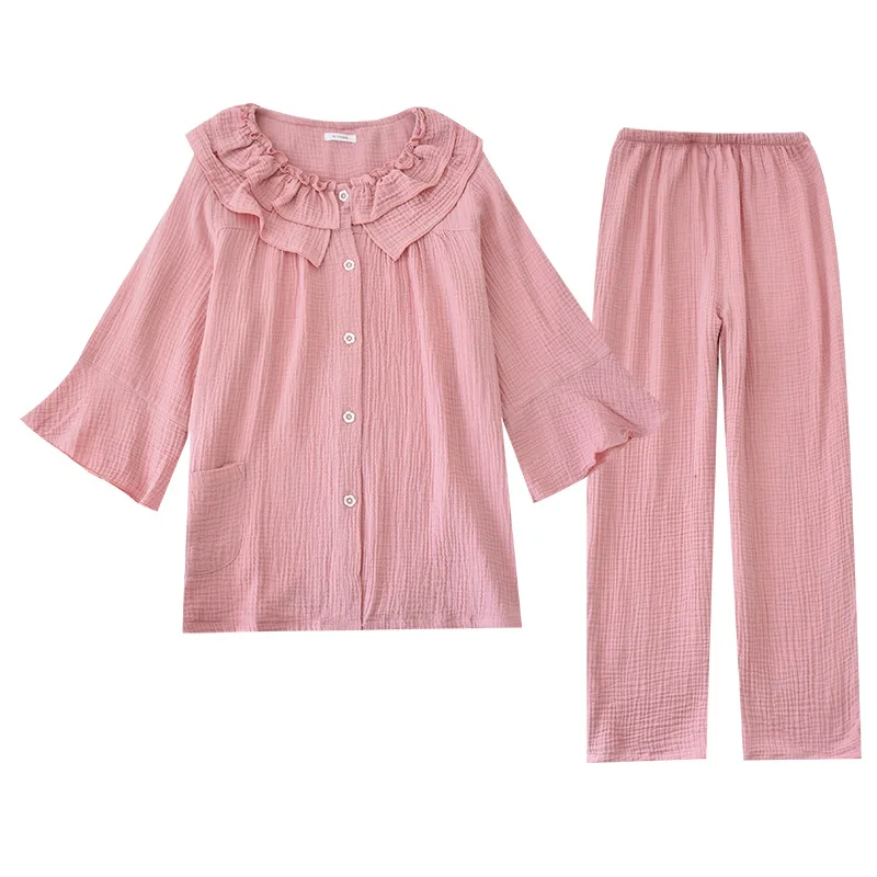 

Japanese new ladies spring and summer casual pajamas female princess style suit sweet and comfortable long-sleeved trousers suit
