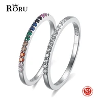 real 925 sterling silver rings white colored zircon thin rings simple fashion temperament rings fine jewelry for women