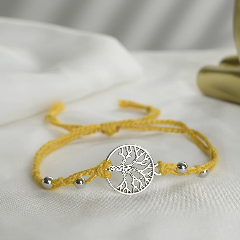 2 шт./компл. модные браслеты серебряного цвета с подвесками в виде дерева жизни