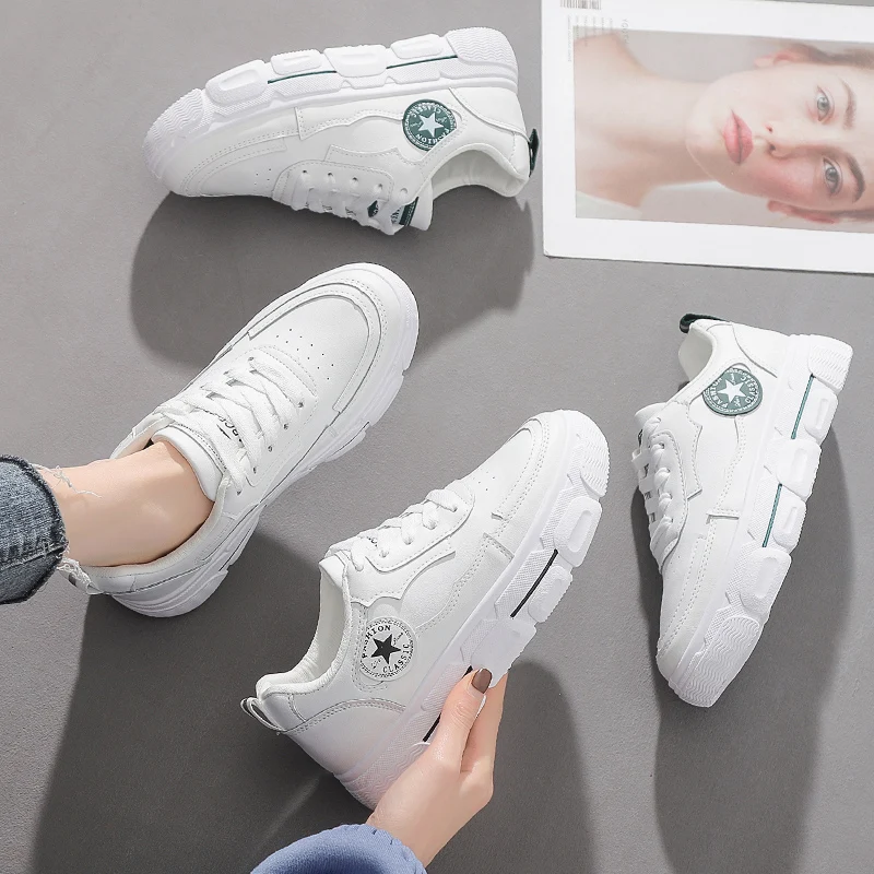 

2021 spring new Hong Kong style small white shoes students' leisure and breathable thick soled shoes women's fashion shoes