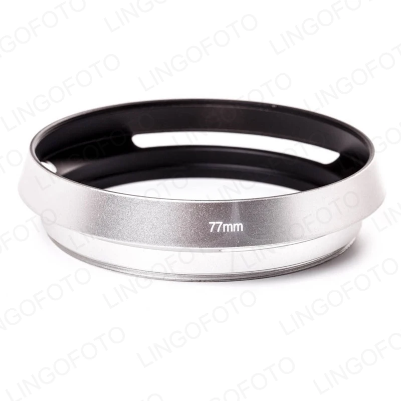 

77mm Silver Metal Tilted Vented Lens Hood shade for Nikon 80-400mm 70-200mm LC4226