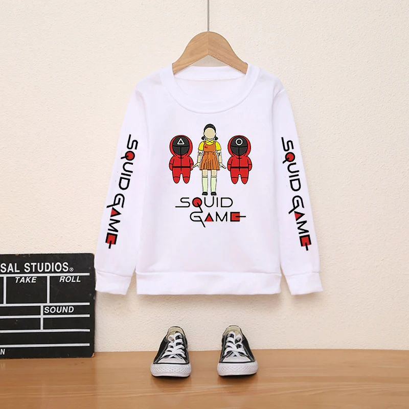 

Squid Game Boys and Girls Sweatshirt Fall/Winter Long Sleeve Round Neck Top High Quality Cotton Children's Clothes4-14