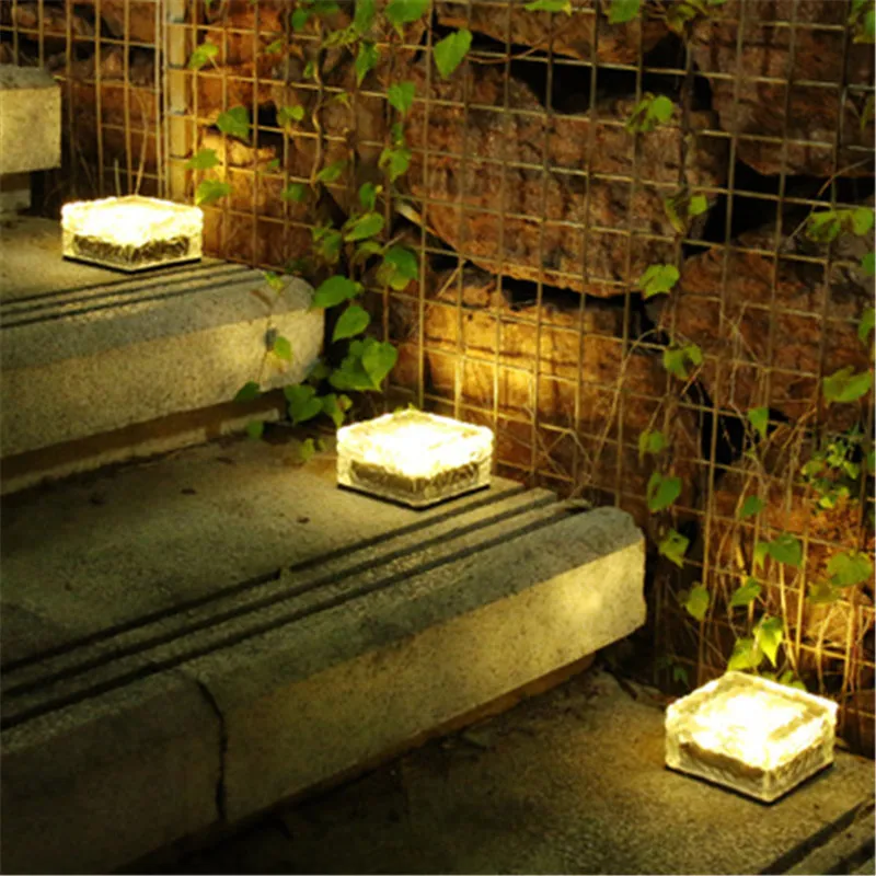 

LED Outdoor Decorations Solar Lawn Garden Lights Decorative Brick Ice Cube Light for Pathway Driveway Lanscape Backyard Patio