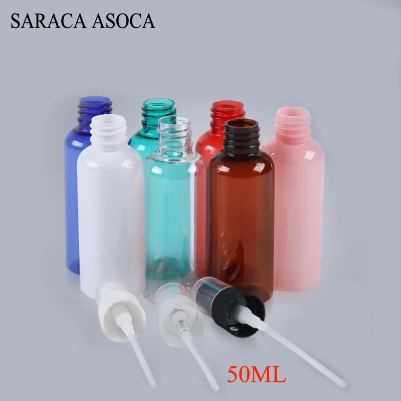 

50ML Empty Spray Bottles Plastic Blue/Brown/Pink/White Bottle Refillable Container Empty Cosmetic Containers