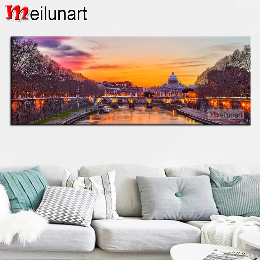 

Sunset castle town scenery abstract art large diy 5d diamond painting full square round drill diamond embroidery sale AS1236