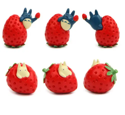 4pcs Studio Ghibli My Neighbor Totoro Strawberry Mini Figures Doll Statue 3-4cm | Игрушки и хобби