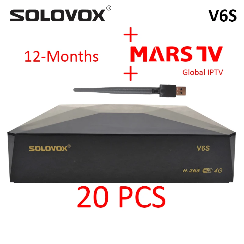 V6S20USBWIFIMarsTV Solovox 20 шт. V6S DVB-S/S2 спутниковый ресивер Поддержка CCCAM M3U Xtream Stalker, Mars tv Pro, евро 6 линейный сервер, Франция Великобритания Live - Цвет: V6S20USBWIFIMarsTV