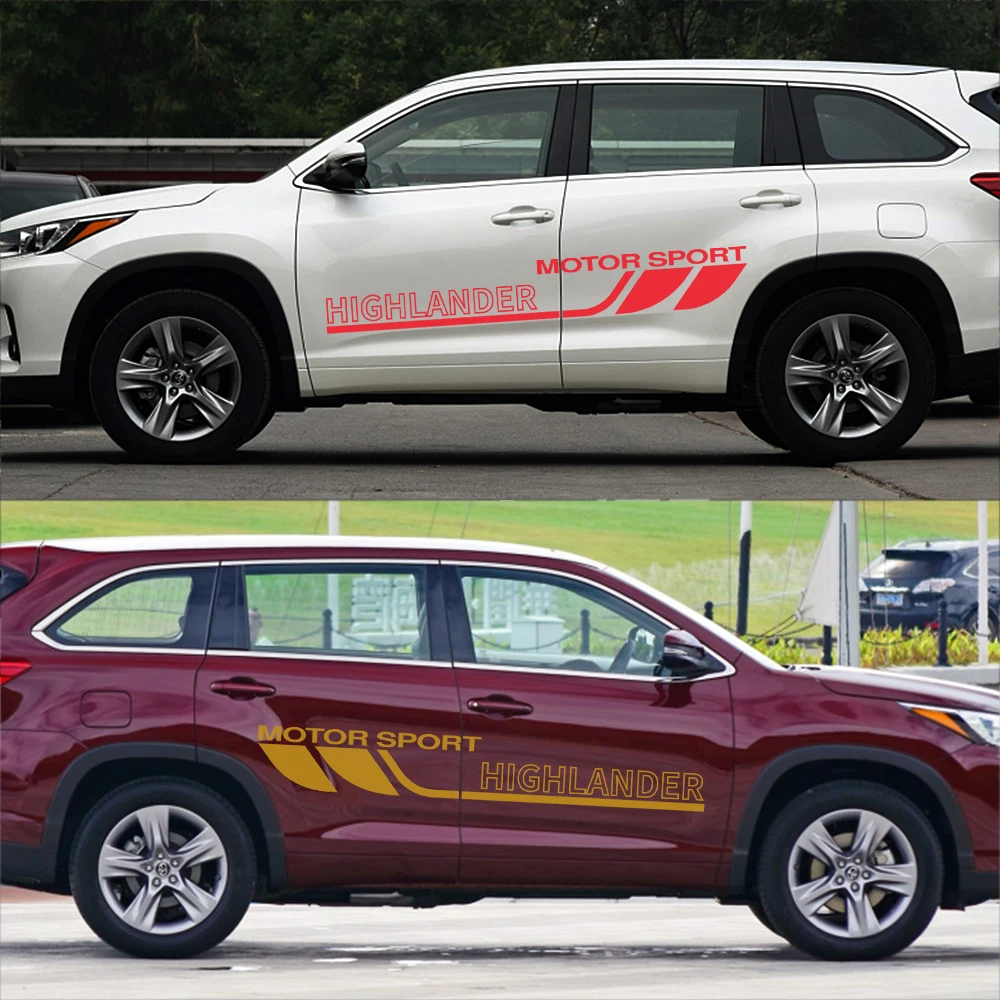 

Car Door Side Stickers, Auto Wrap, Graphic Vinyl 2 Pcs. for Toyota Highlander, Sports Film Car Body Decoration Racing Decals