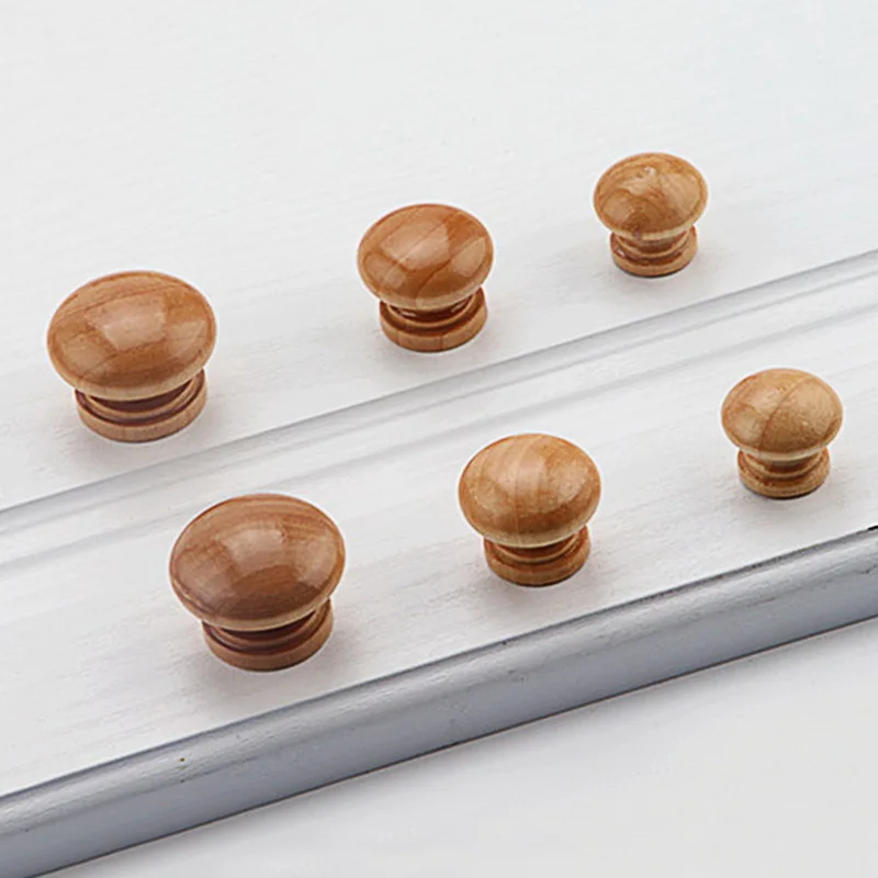10Pcs/pack Handles Natural Wooden Cabinet Drawer Wardrobe Knobs Door Pull Kitchen Handle Furniture Hardware Mushroom Ball | Обустройство