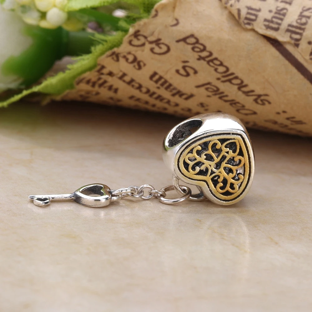 Бусина Шарм Moonmory из серебра 925 пробы с замком влюбленного сердца|fit pandora bracelet|locks of