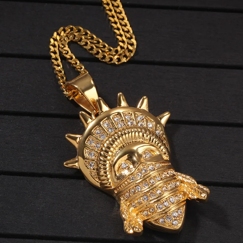Хип-хоп CZ Циркон Bling Iced Out Золото Нержавеющая сталь холодный маскированный Статуя