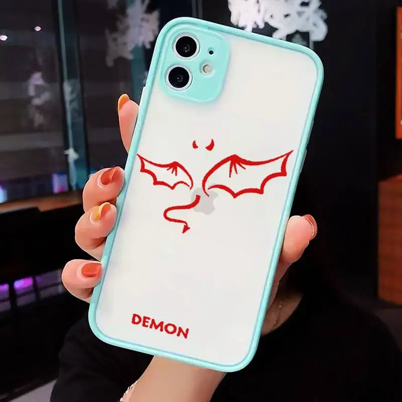 

Demon Angel Couple BFF Cartoon Phone Cases matte transparent For blue iPhone 7 8 x xs xr 11 12 pro plus max mini Clear Funda