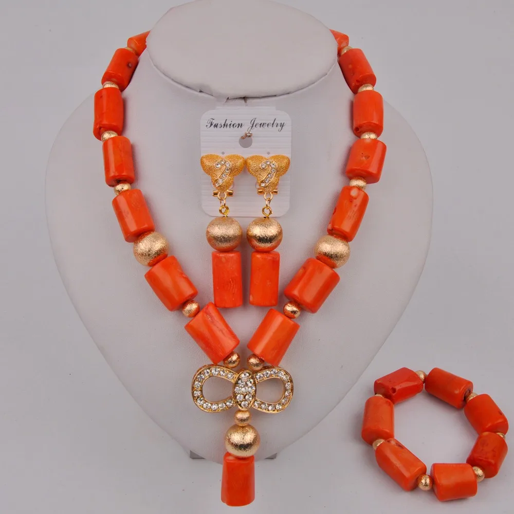 Модные нигерийские Свадебные оранжевые коралловые бусы африканские ювелирный