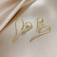 korean fashion simple love earrings heart shaped earrings ins cold wind temperament curve love split peach heart female earrings