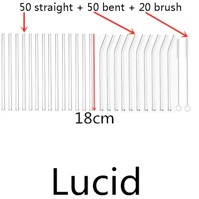 100 straw - 20 brush 100 шт многоразовые стаканы для питья 18 см х 8 мм для смузи, чая, сока- 10 упаковок с 20 щетками для чистки - Цвет: 100 straw - 20 brush