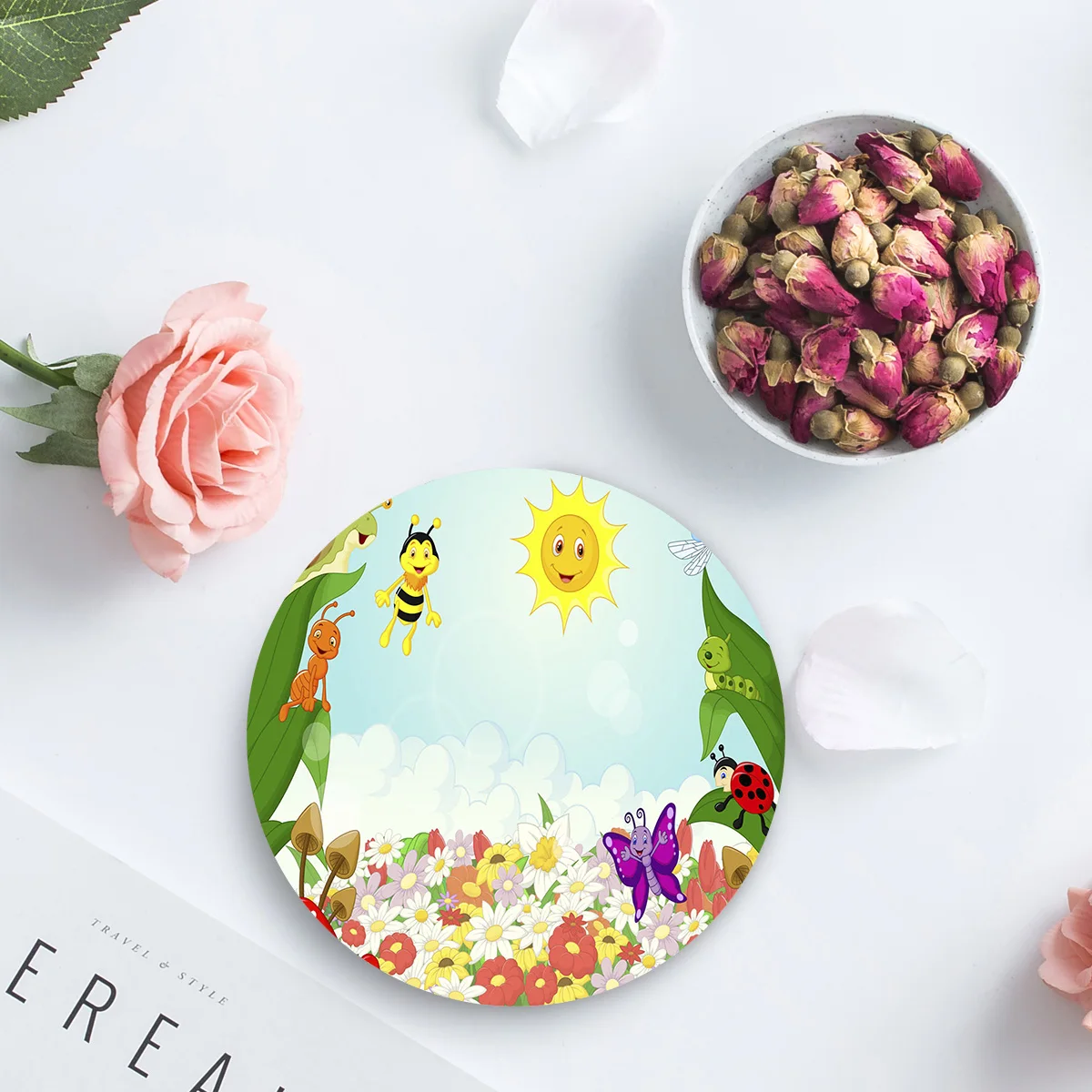 Пчела солнце Стрекоза Улитка животные цветы грибы столовые керамические