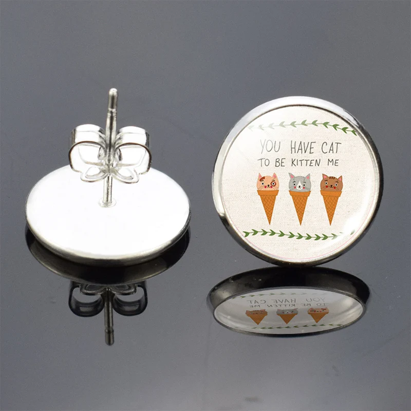 Милые животные серьги гвоздики Кролик кошка олень корова птица лошадь в виде